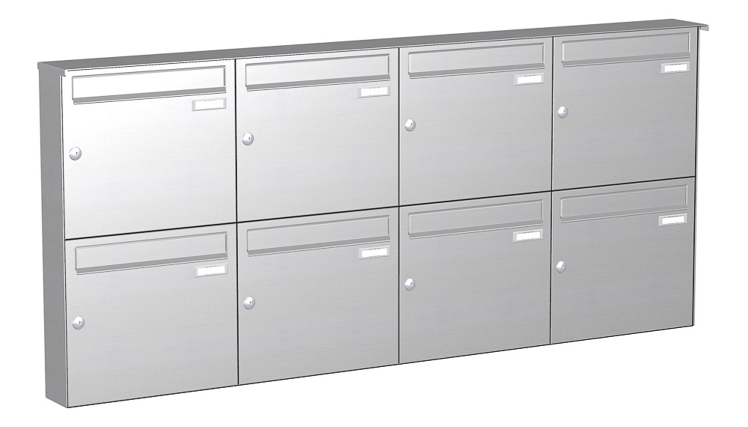 Briefkastenanlage | Aufputz | 8-fach | Senkrecht | Edelstahl