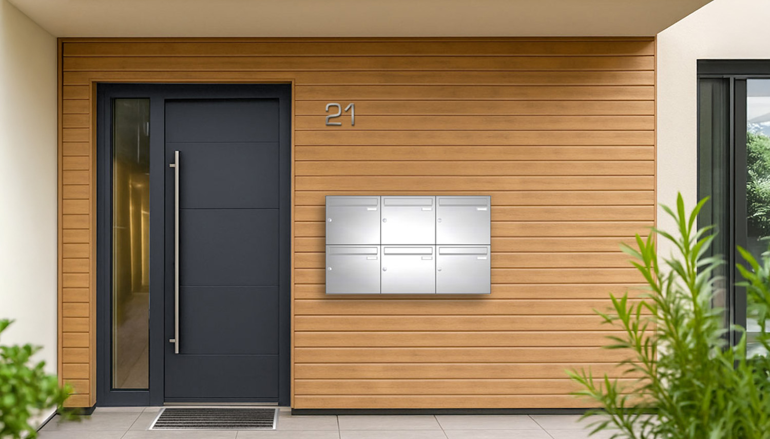 Briefkastenanlage | Aufputz | 6-fach | Senkrecht | Edelstahl