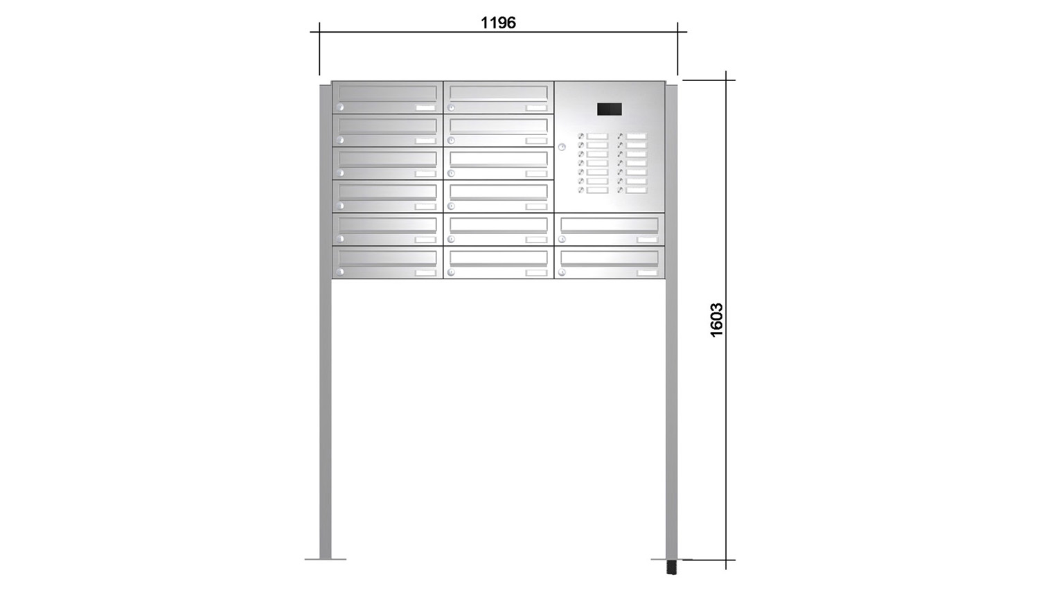 Briefkastenanlage | Freistehend | 14-fach | Waagerecht | Audio | Video | Edelstahl