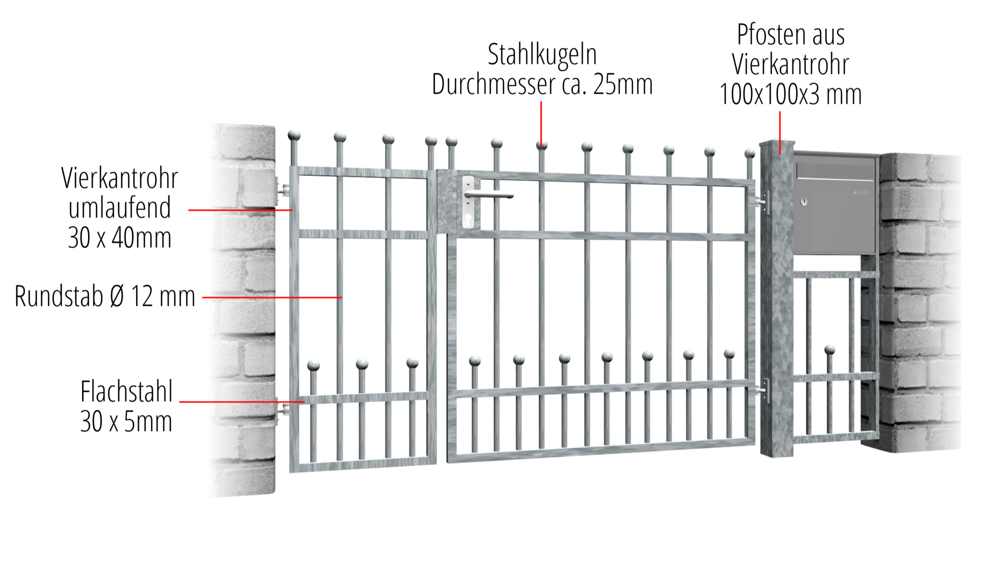 Tuindeur verzinkt 2-vleugelig Bonn, GE, BK