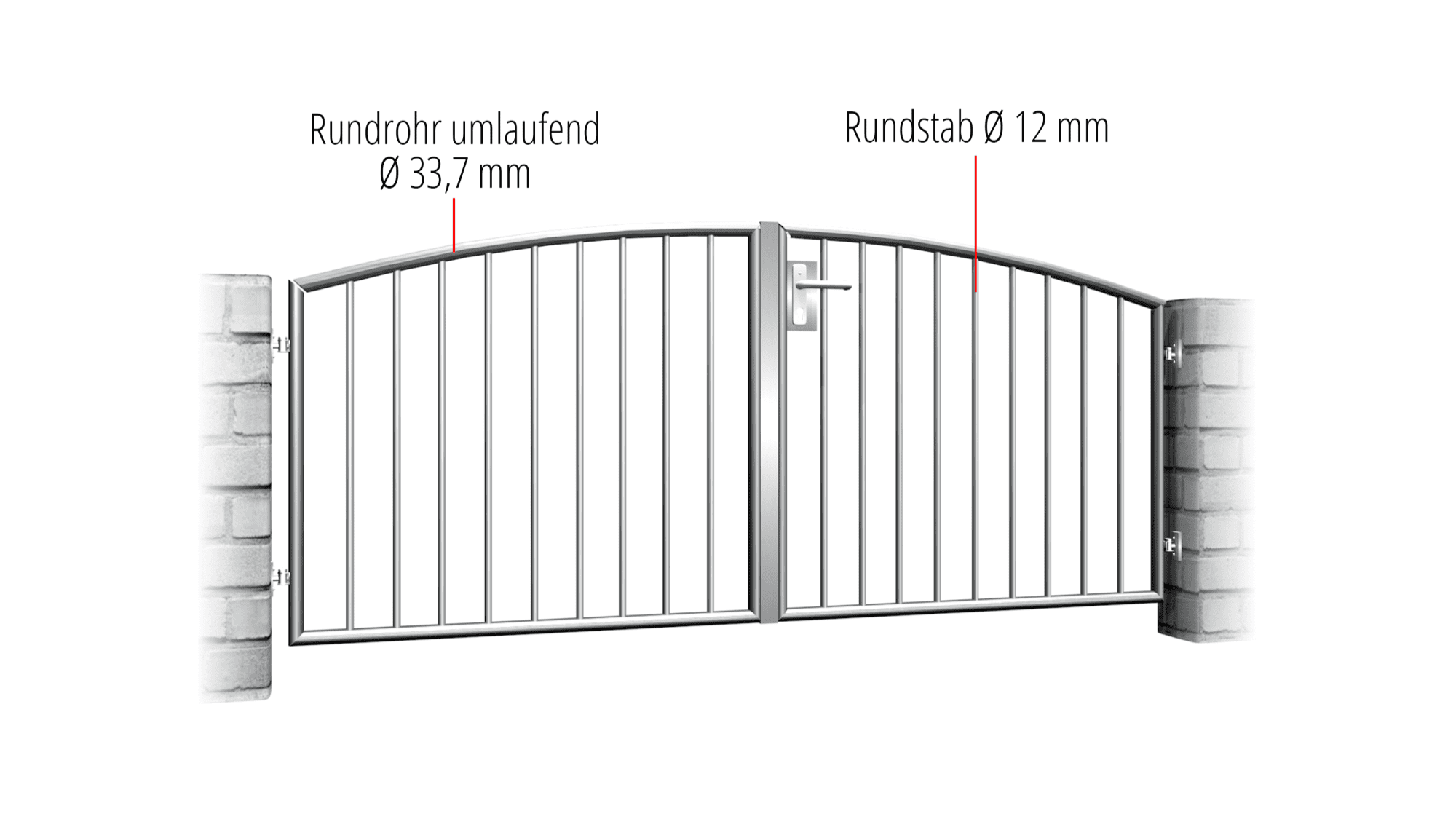 Tuinpoort roestvrij staal 2-vleugelig verticale balk 2, OB