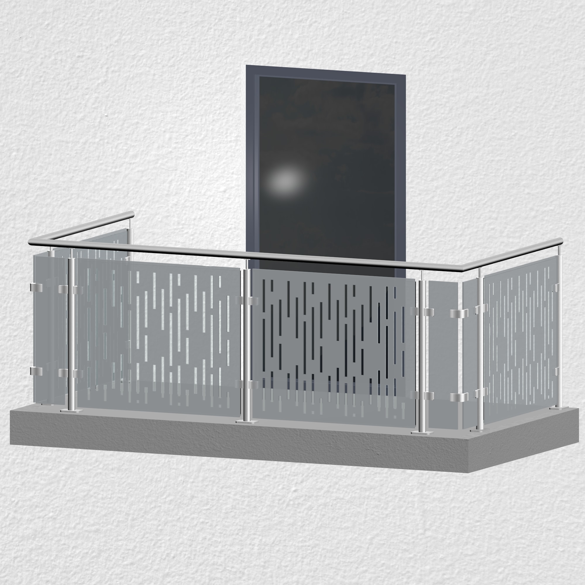 Balkonhek roestvrij staal ontwerp glas SF VE MO