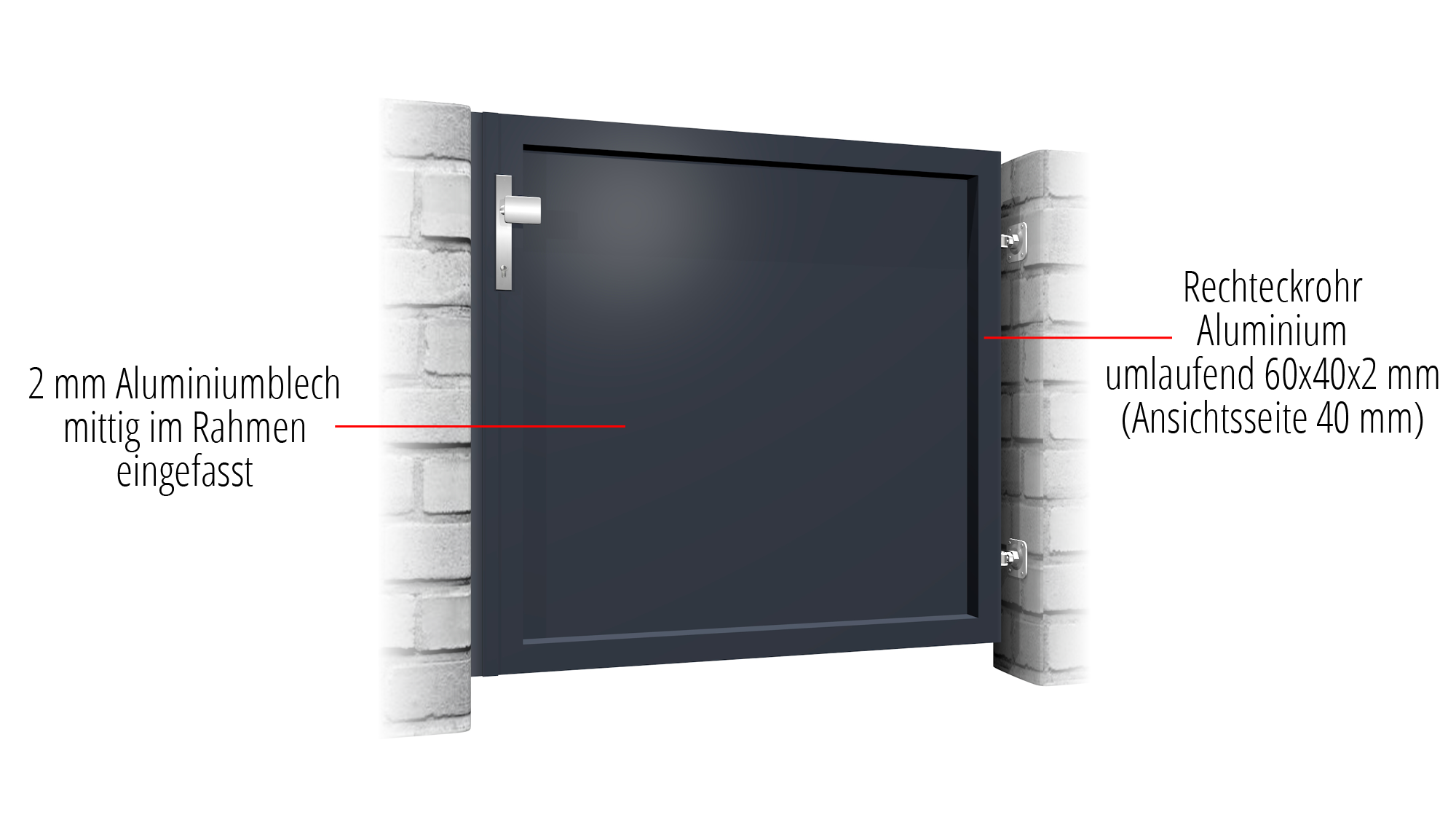 Tuindeur aluminium 1-vleugelig privacyscherm Ondoorzichtig