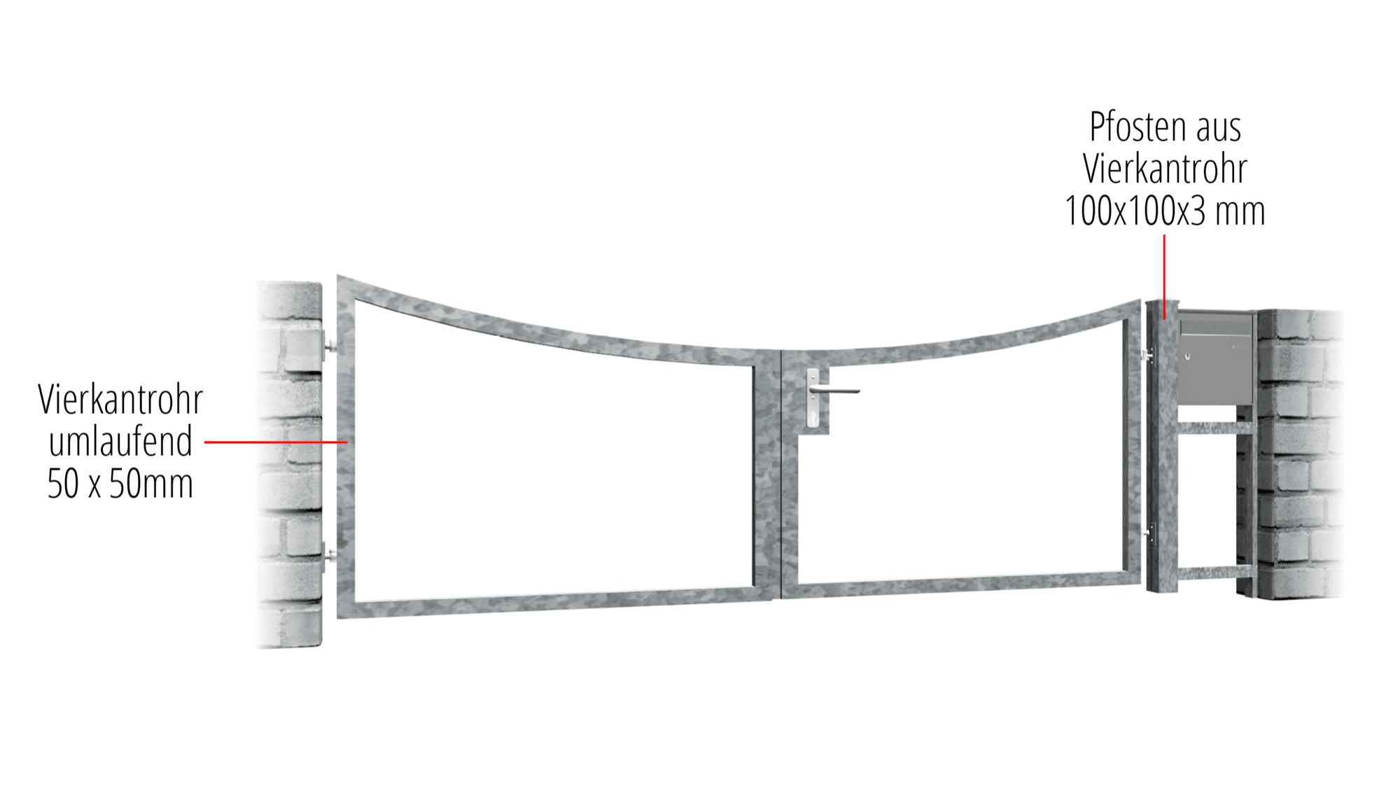 Tuinpoort verzinkt 2-vleugelig eigen vulling, UB, BK