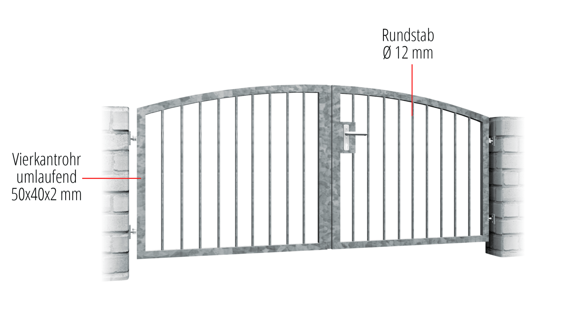 Verzinkt 2-vleugelig tuinpoort Massive 2, OB