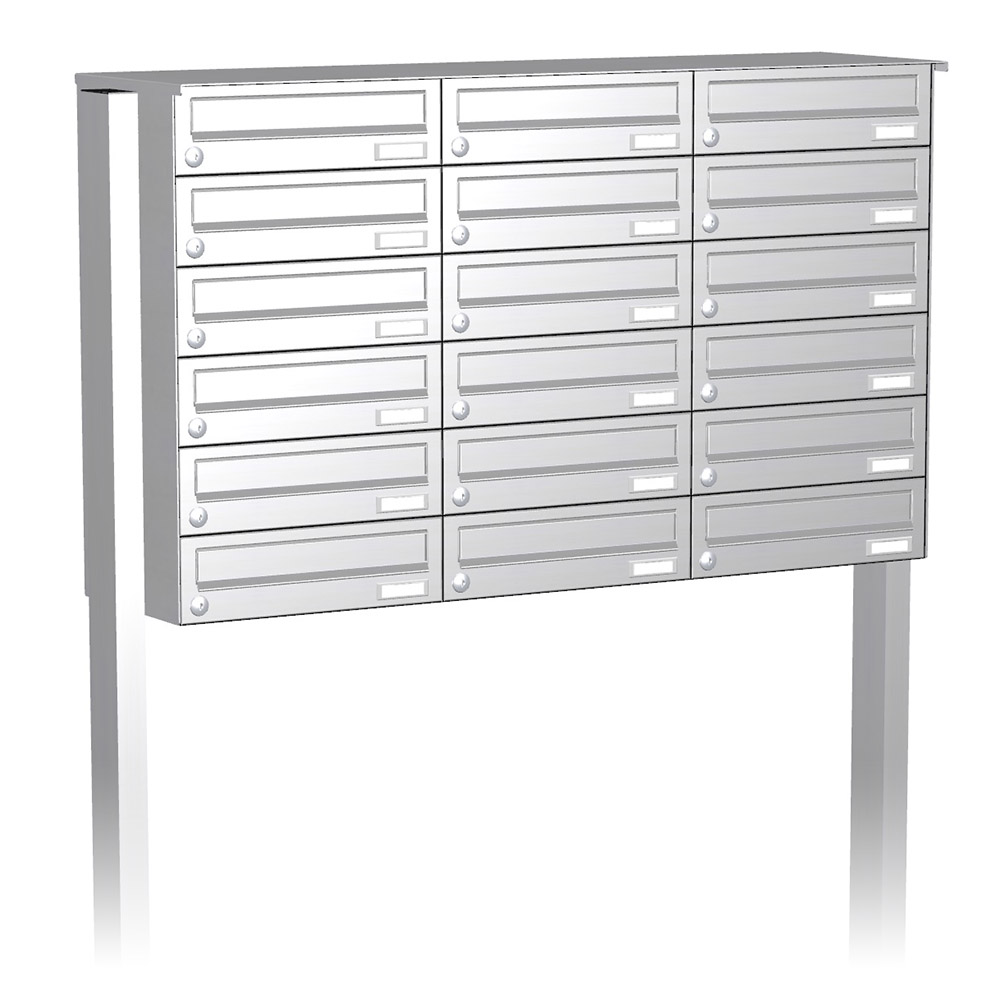 Briefkastenanlage | Freistehend | 18-fach | Waagerecht | Edelstahl