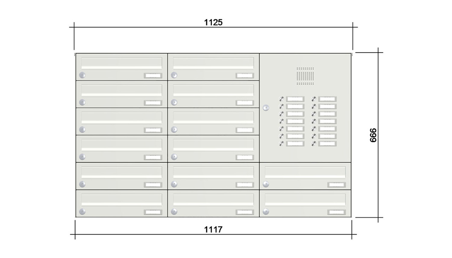 Briefkastenanlage | Aufputz | 14-fach | Waagerecht | Audio | Video | Farbe