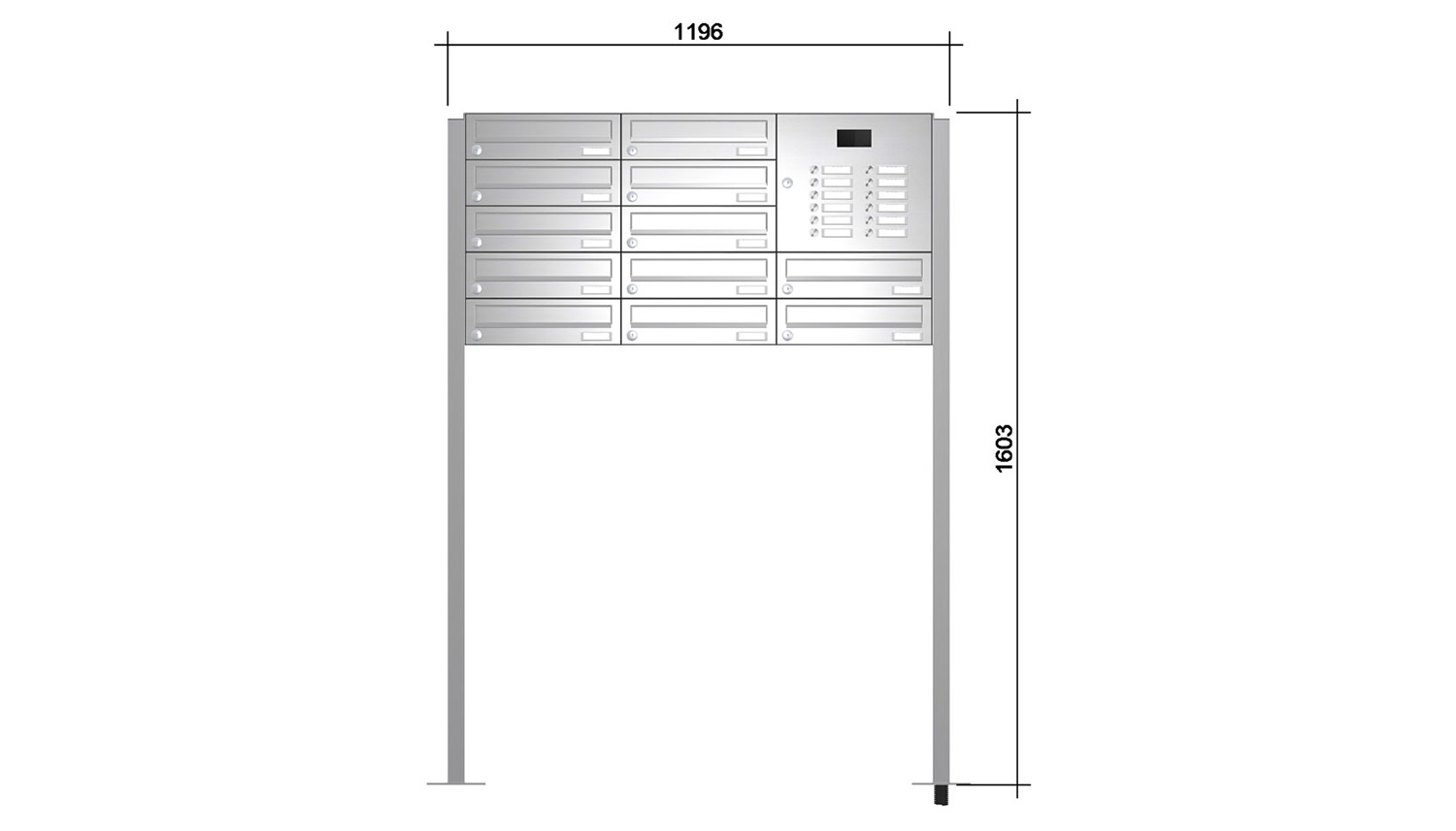 Briefkastenanlage | Freistehend | 12-fach | Waagerecht | Audio | Video | Edelstahl
