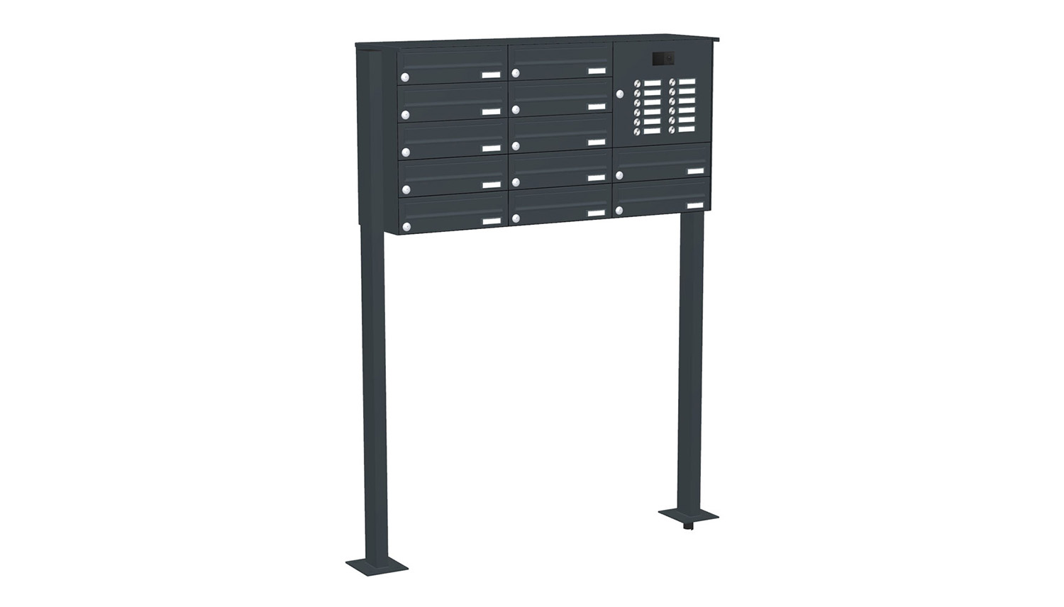 Briefkastenanlage | Freistehend | 12-fach | Waagerecht | Audio | Video | Farbe