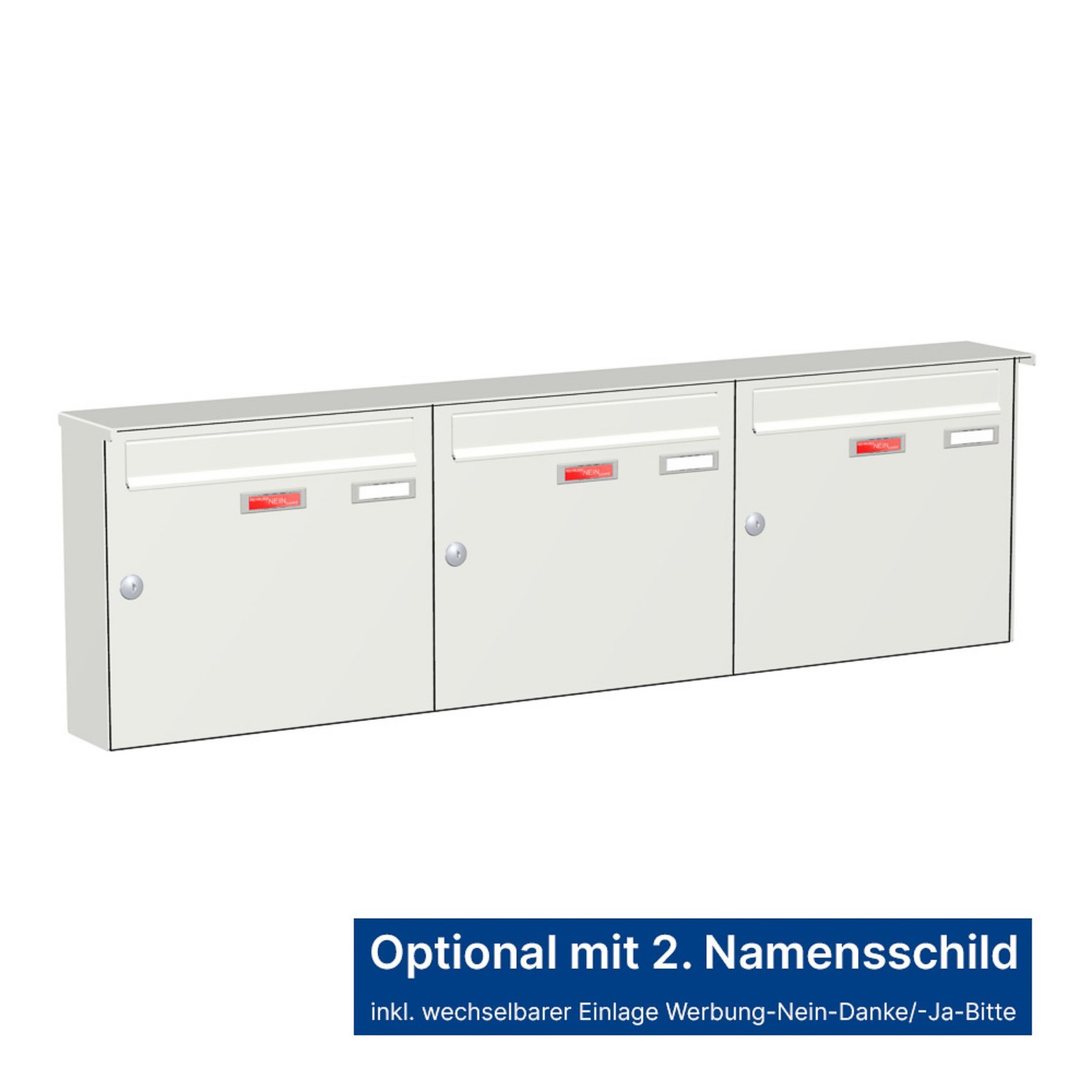Briefkastenanlage | Aufputz | 3-fach | Senkrecht | Farbe