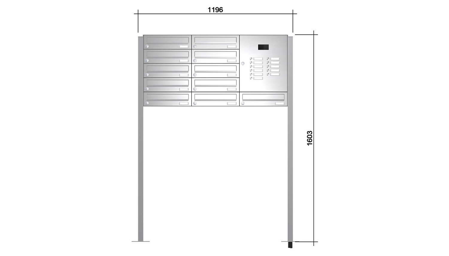 Briefkastenanlage | Freistehend | 11-fach | Waagerecht | Audio | Video | Edelstahl