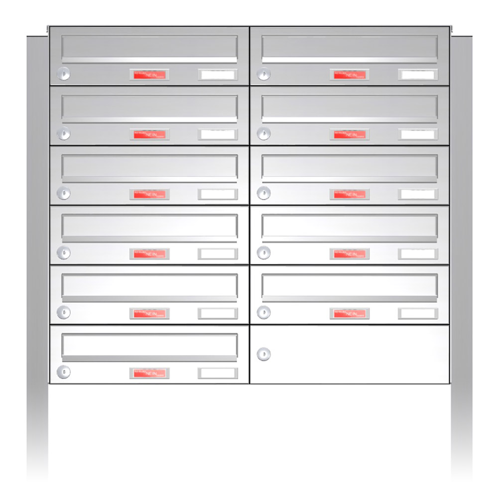 Briefkastenanlage | Freistehend | 11-fach | Waagerecht | Edelstahl