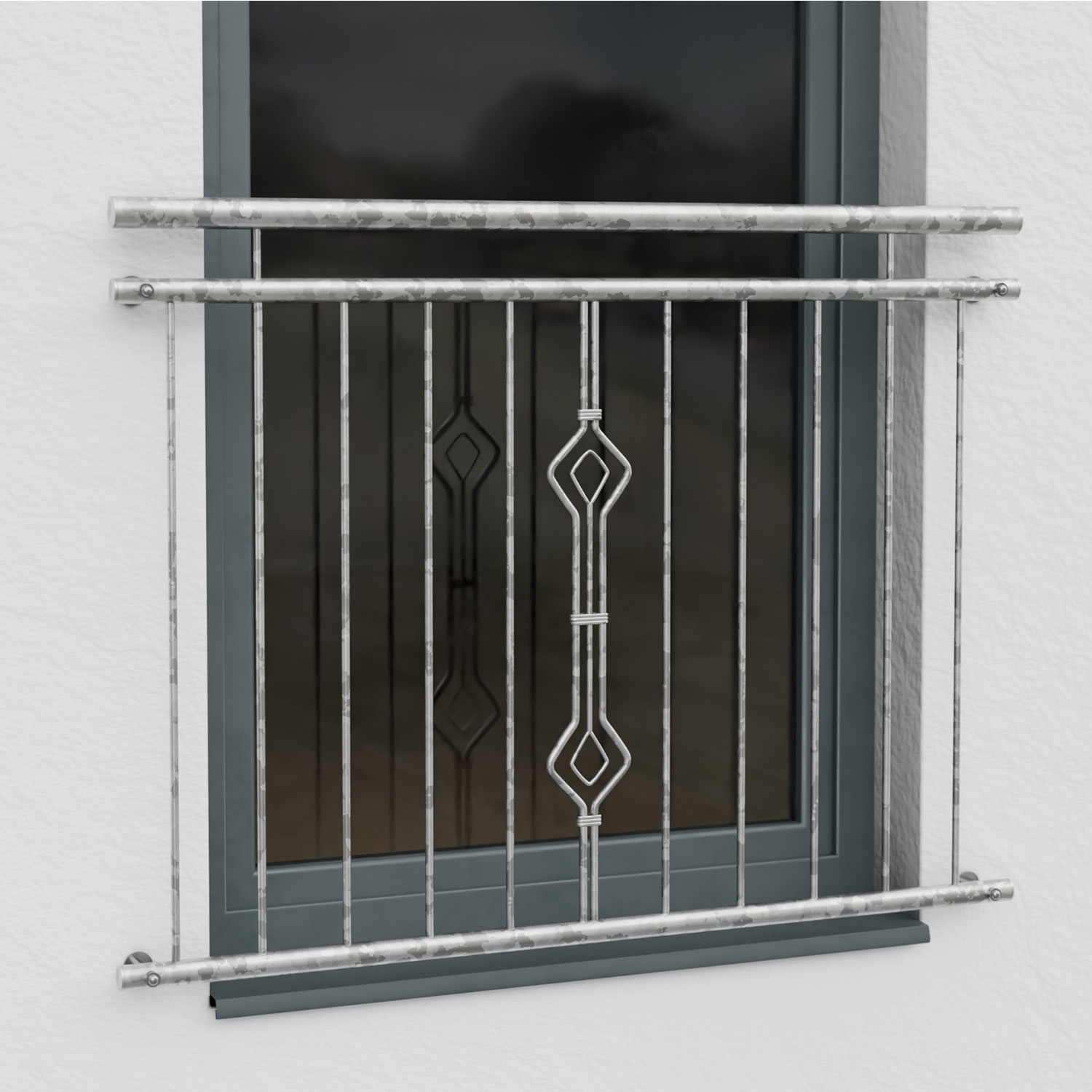 Frans balkon verzinkt Zandloper ornament 
