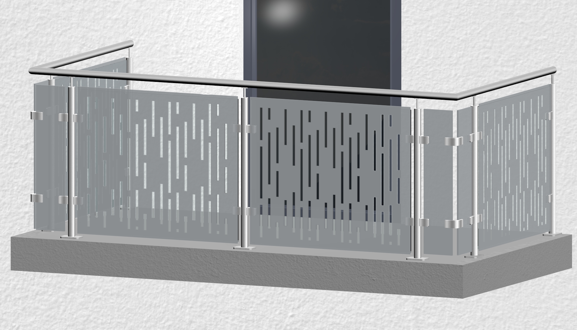 Balkonhek roestvrij staal ontwerp glas SF VE MO