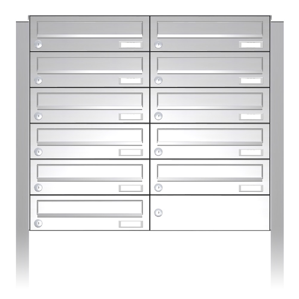 Briefkastenanlage | Freistehend | 11-fach | Waagerecht | Edelstahl