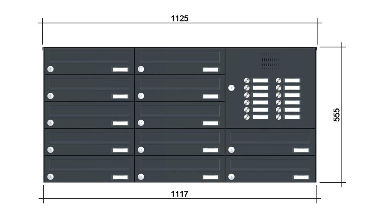 Briefkastenanlage | Aufputz | 12-fach | Waagerecht | Audio | Video | Farbe