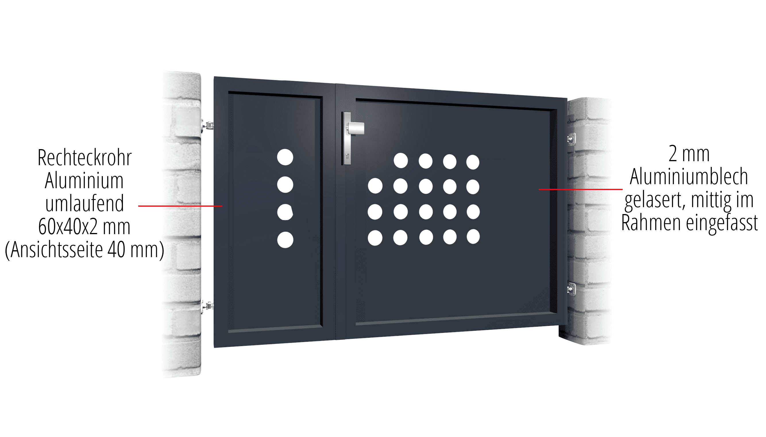 Tuindeur aluminium 2-vleugelig privacyscherm RLR, GE