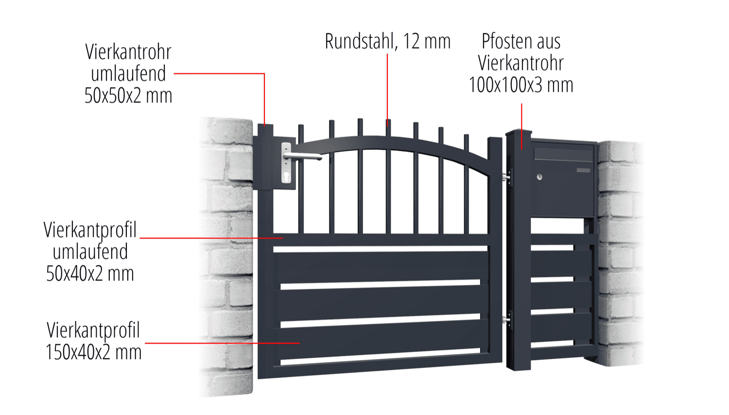 Tuindeur aluminium 1-vleugelig privacyscherm KSV 2, OB, BK