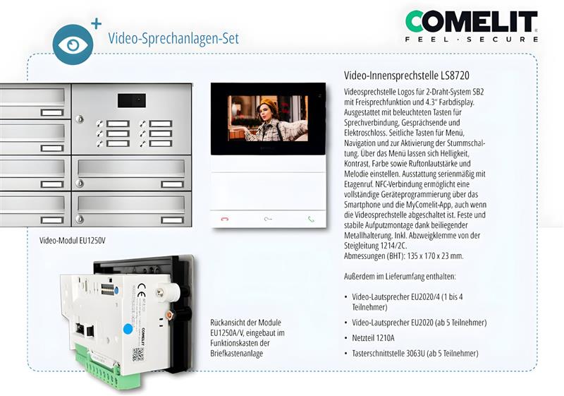 Briefkastenanlage | Aufputz | 13-fach | Waagerecht | Audio | Video | Edelstahl