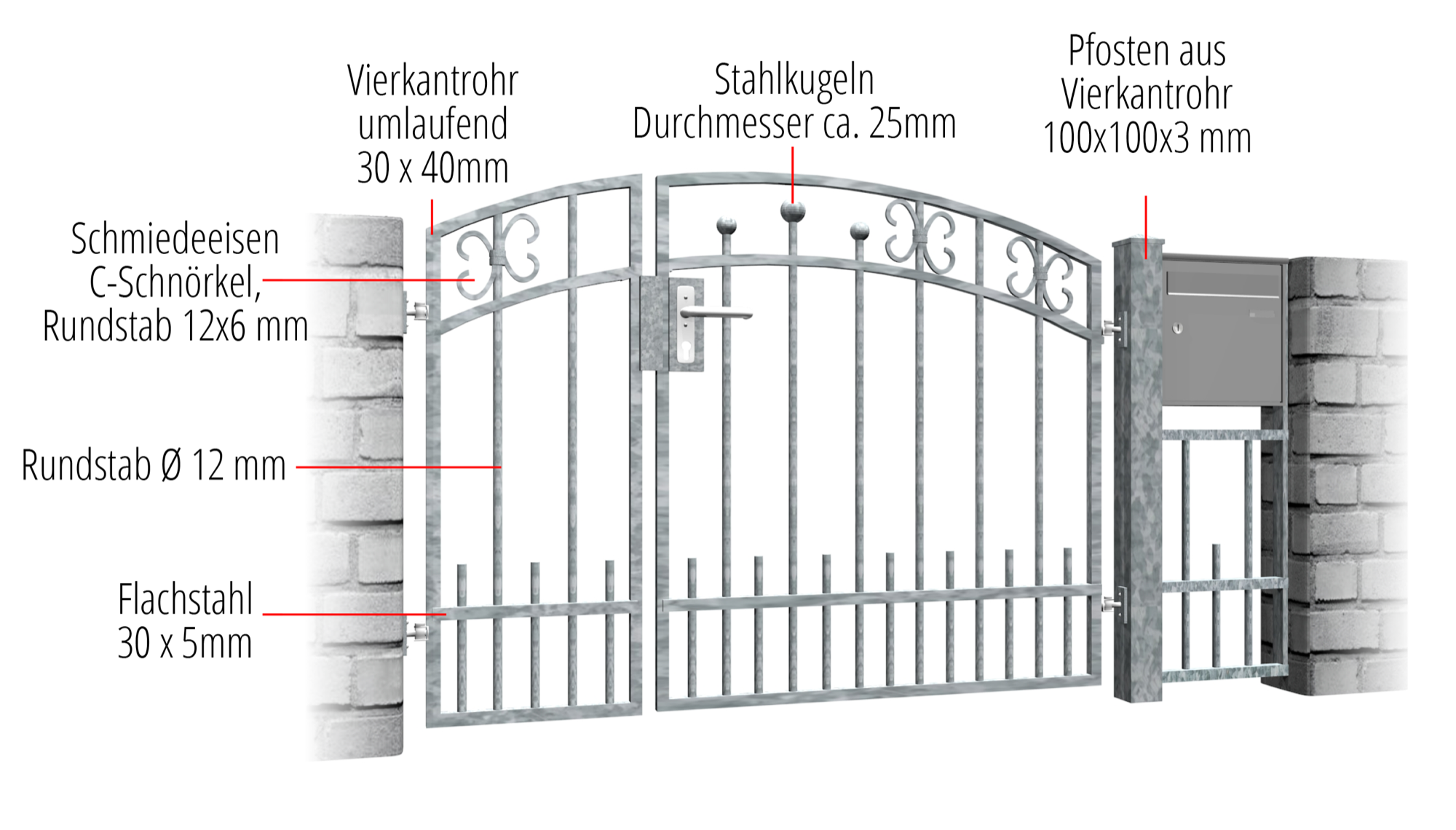 Tuindeur verzinkt 2-vleugelig Berlijn, OB, BK