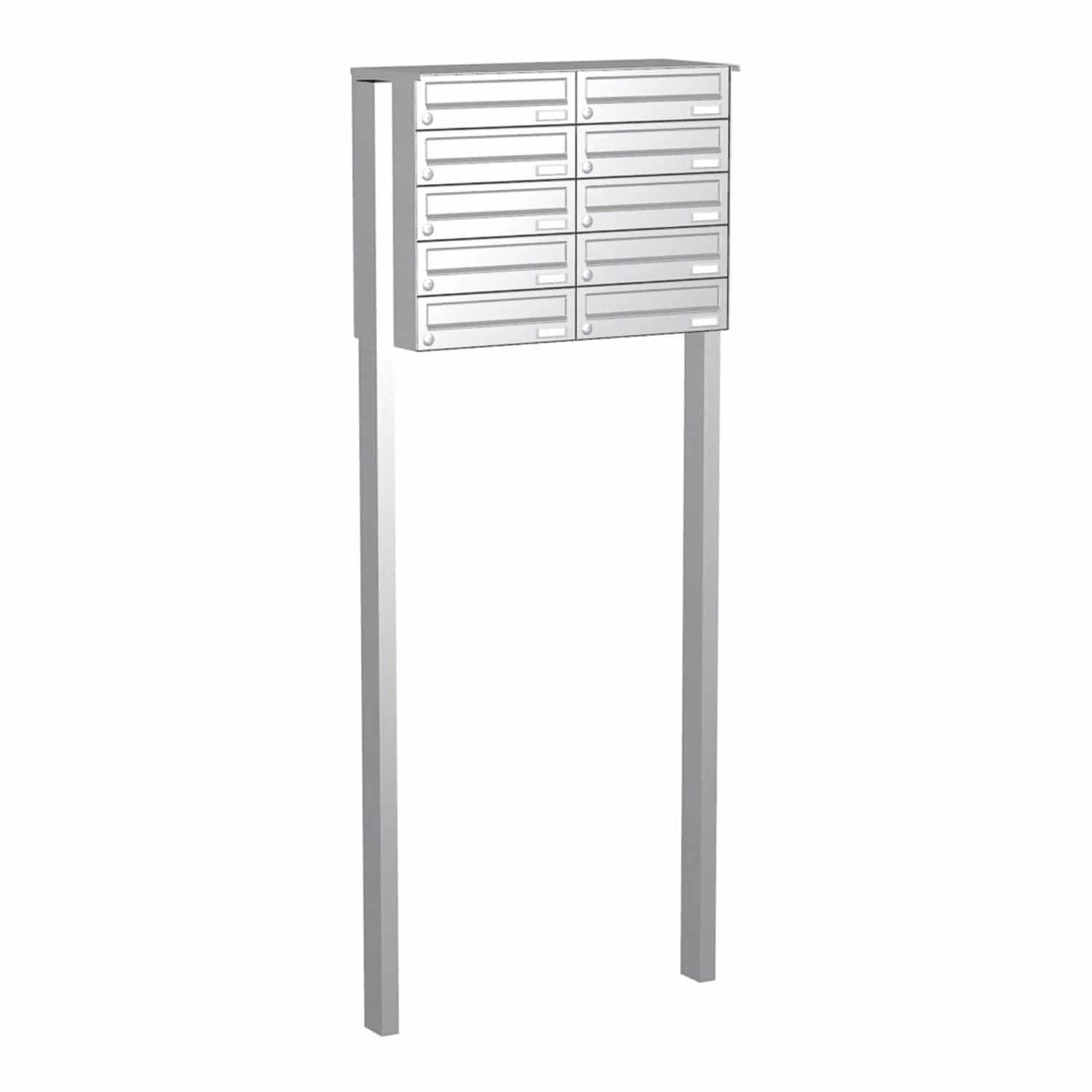 Briefkastenanlage | Freistehend | 10-fach | Waagerecht | Edelstahl