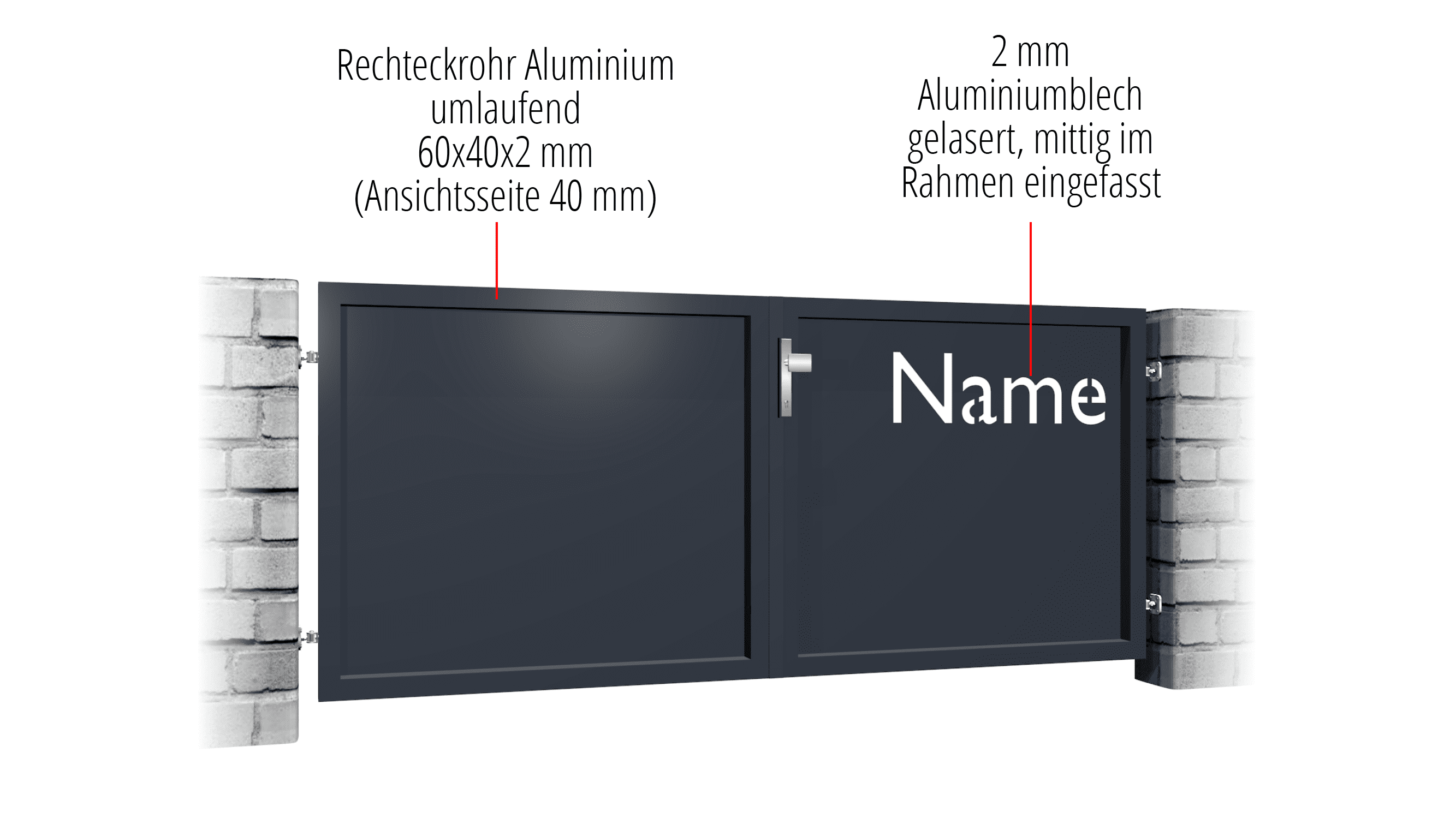 Tuinpoort aluminium 2-vleugelig privacyscherm NAM, GE