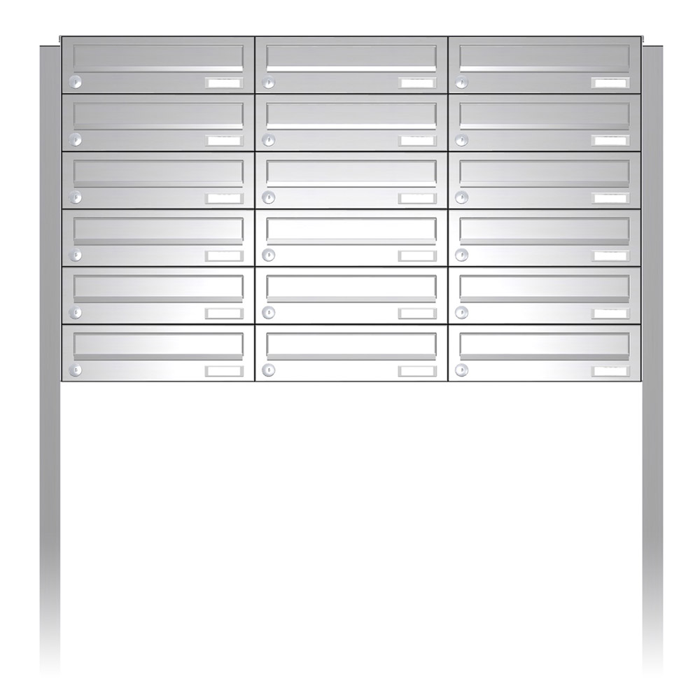 Briefkastenanlage | Freistehend | 18-fach | Waagerecht | Edelstahl