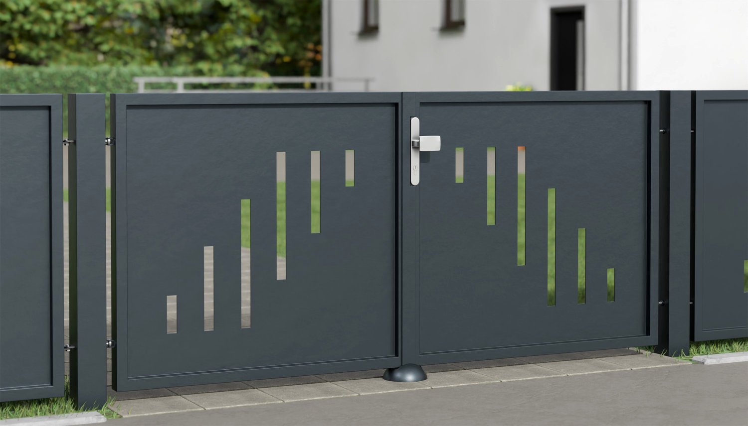 Tuinpoort aluminium 2-vleugelig privacyscherm SG, GE
