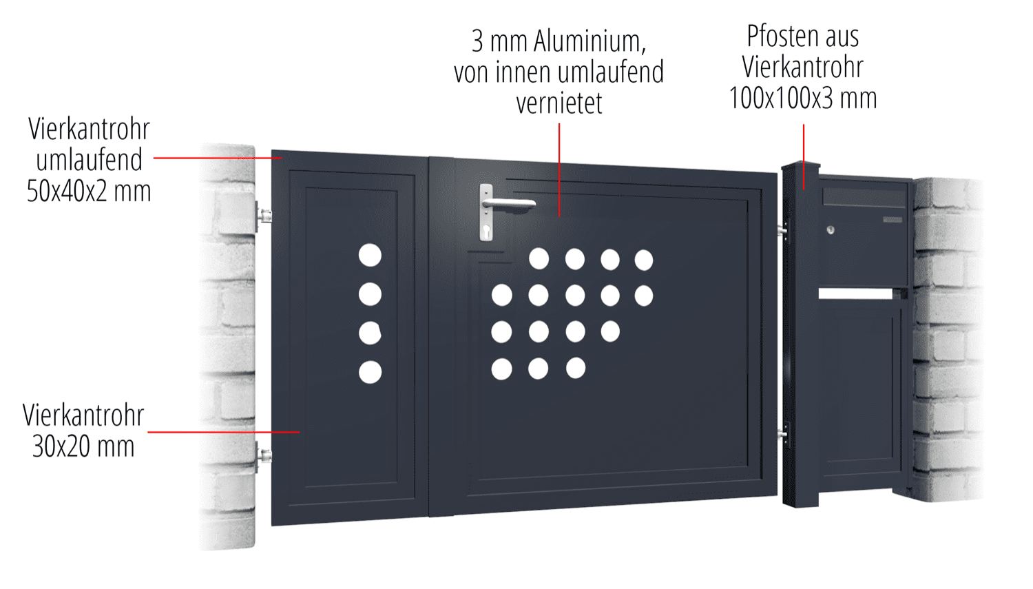 Tuindeur aluminium 2-vleugelig privacyscherm RLH, GE, BK