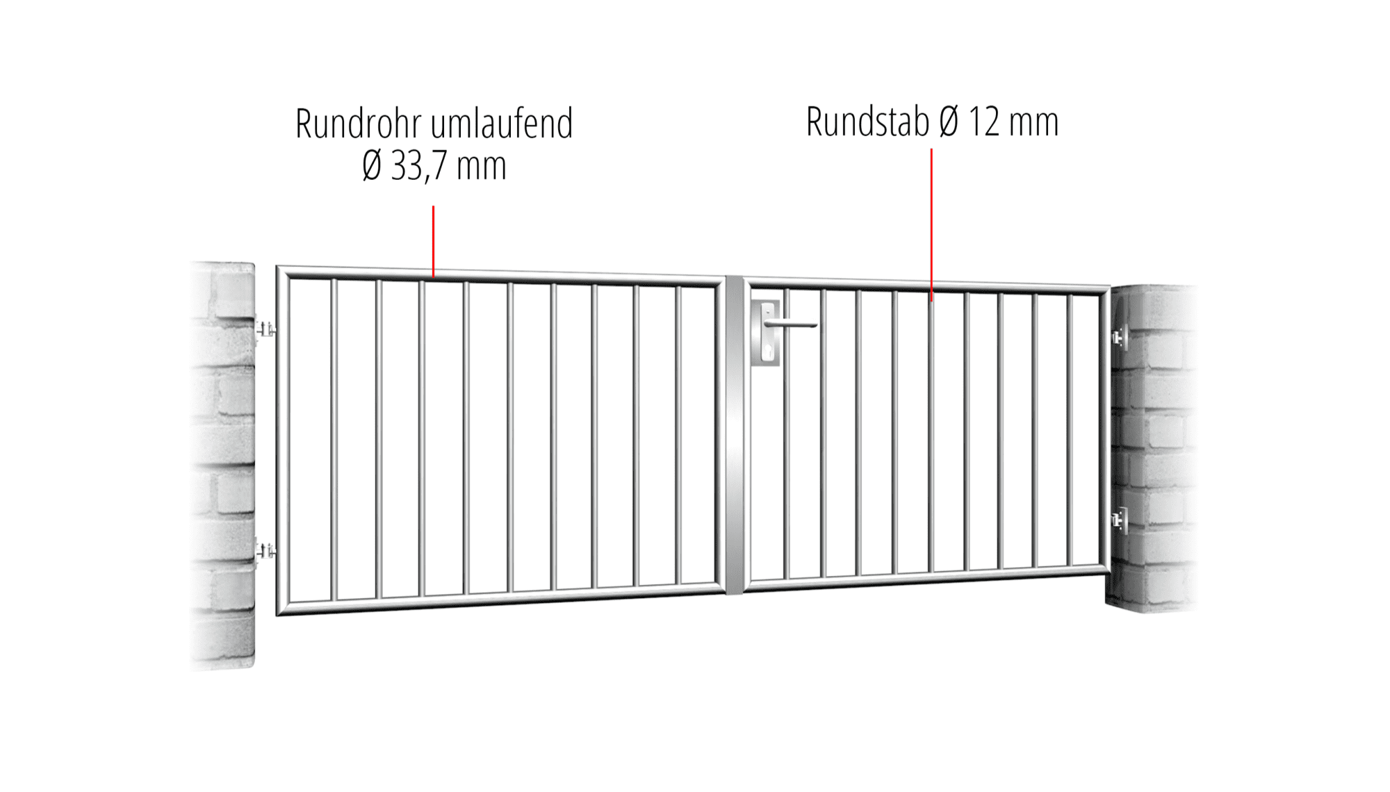 Tuinpoort Roestvrij Staal 2-vleugelig Verticale Bar 2, GE