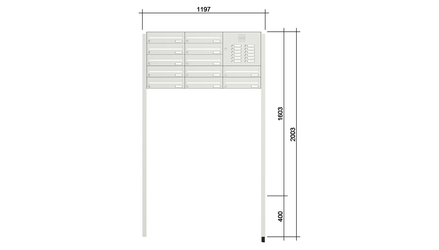 Briefkastenanlage | Freistehend | 12-fach | Waagerecht | Audio | Video | Farbe