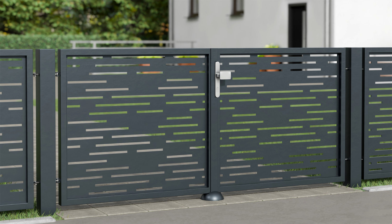 Tuinpoort aluminium 2-vleugelig lasergesneden ontwerp SF HO