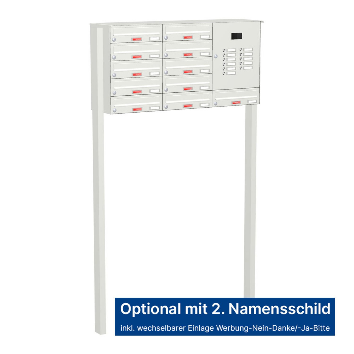 Briefkastenanlage | Freistehend | 11-fach | Waagerecht | Audio | Video | Farbe