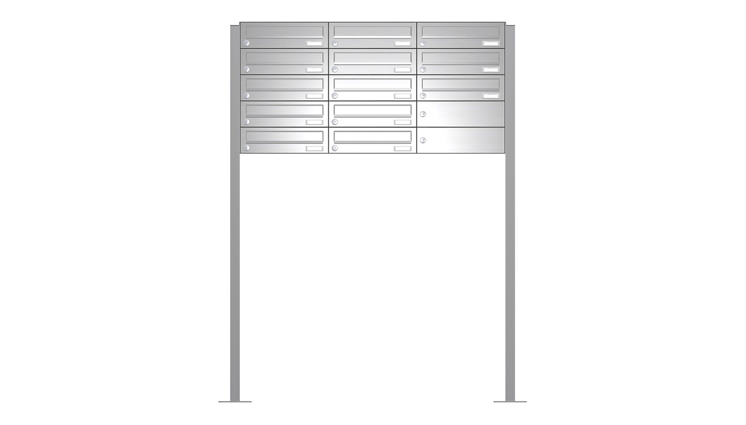 Briefkastenanlage | Freistehend | 13-fach | Waagerecht | Edelstahl