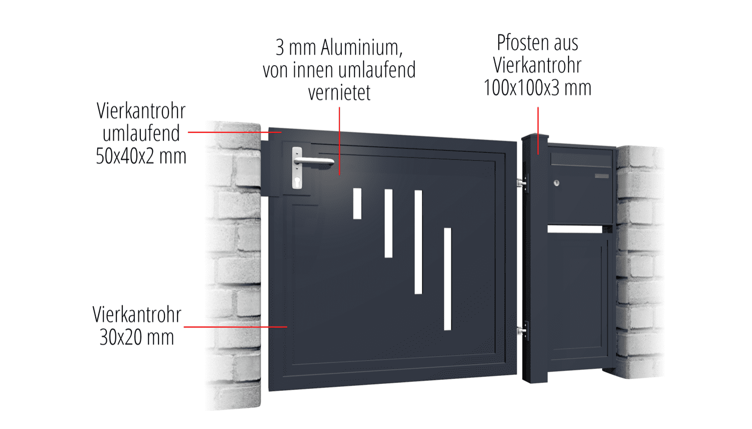 Tuindeur aluminium 1-vleugelig privacyscherm SG, GE, BK