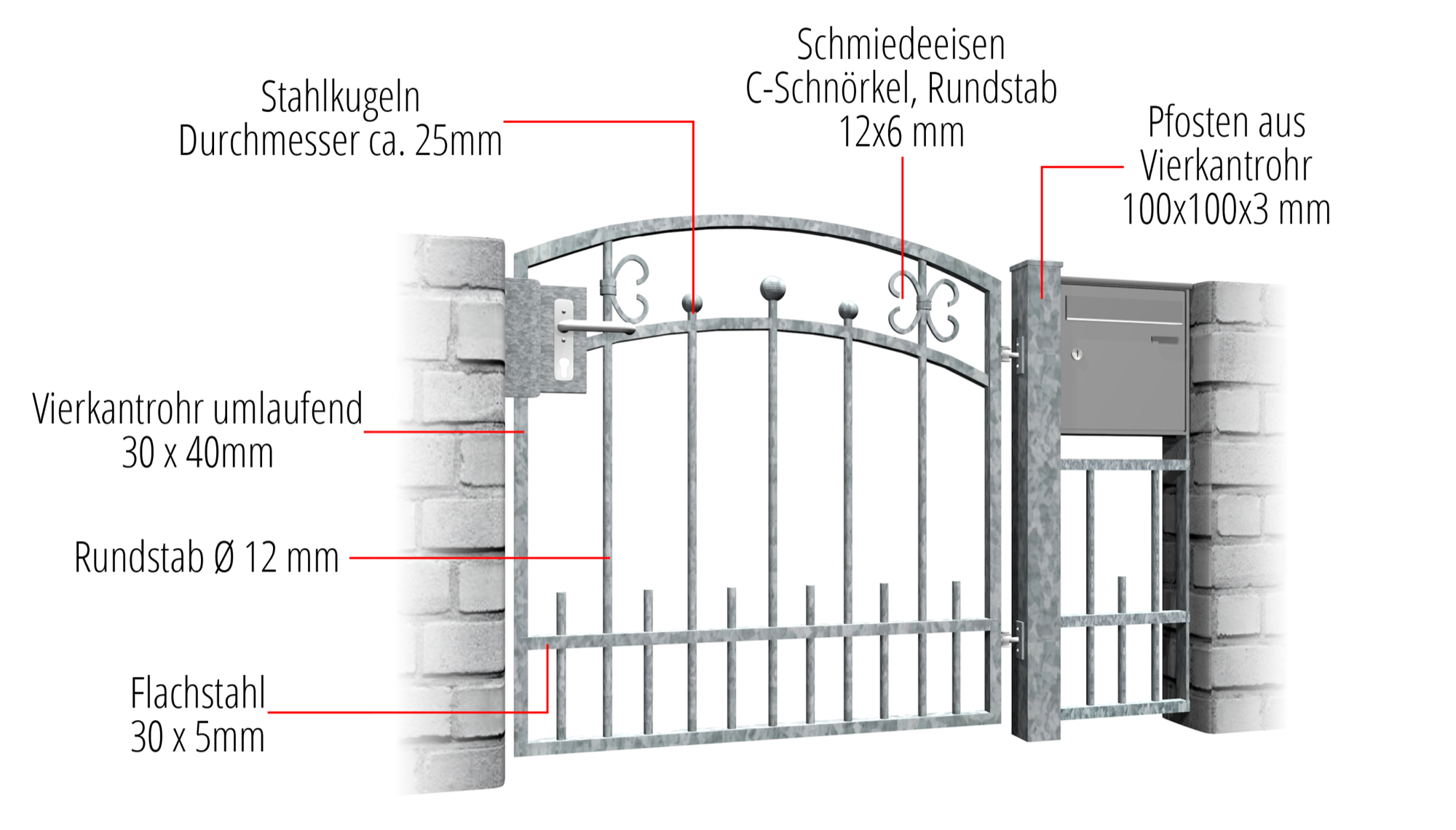 Tuindeur verzinkt 1-vleugelig Berlijn, OB, BK