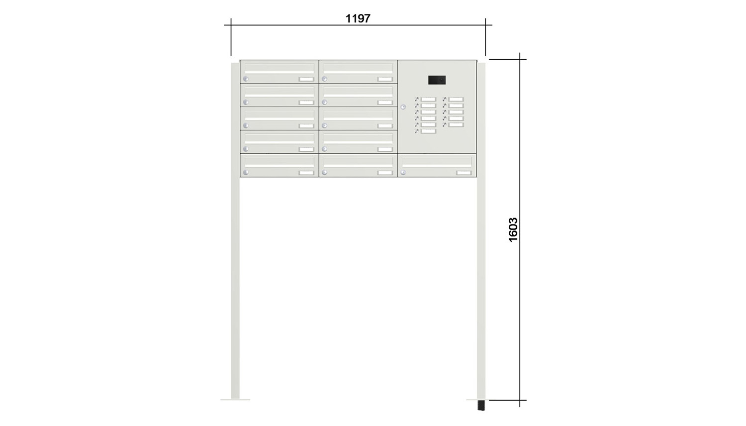 Briefkastenanlage | Freistehend | 11-fach | Waagerecht | Audio | Video | Farbe