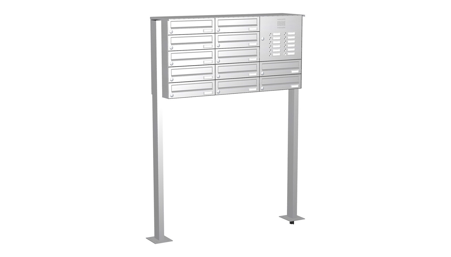Briefkastenanlage | Freistehend | 12-fach | Waagerecht | Audio | Video | Edelstahl