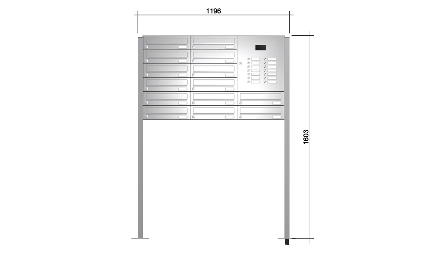 Briefkastenanlage | Freistehend | 14-fach | Waagerecht | Audio | Video | Edelstahl
