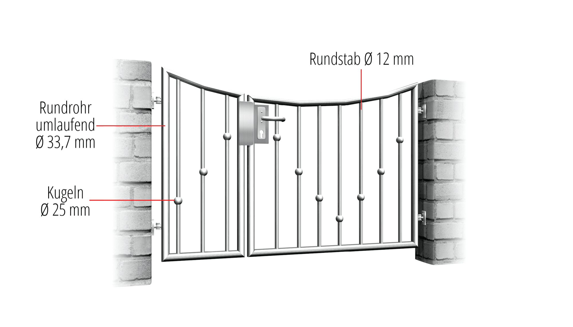 Tuindeur roestvrij staal 2-vleugelige V-ballen, UB