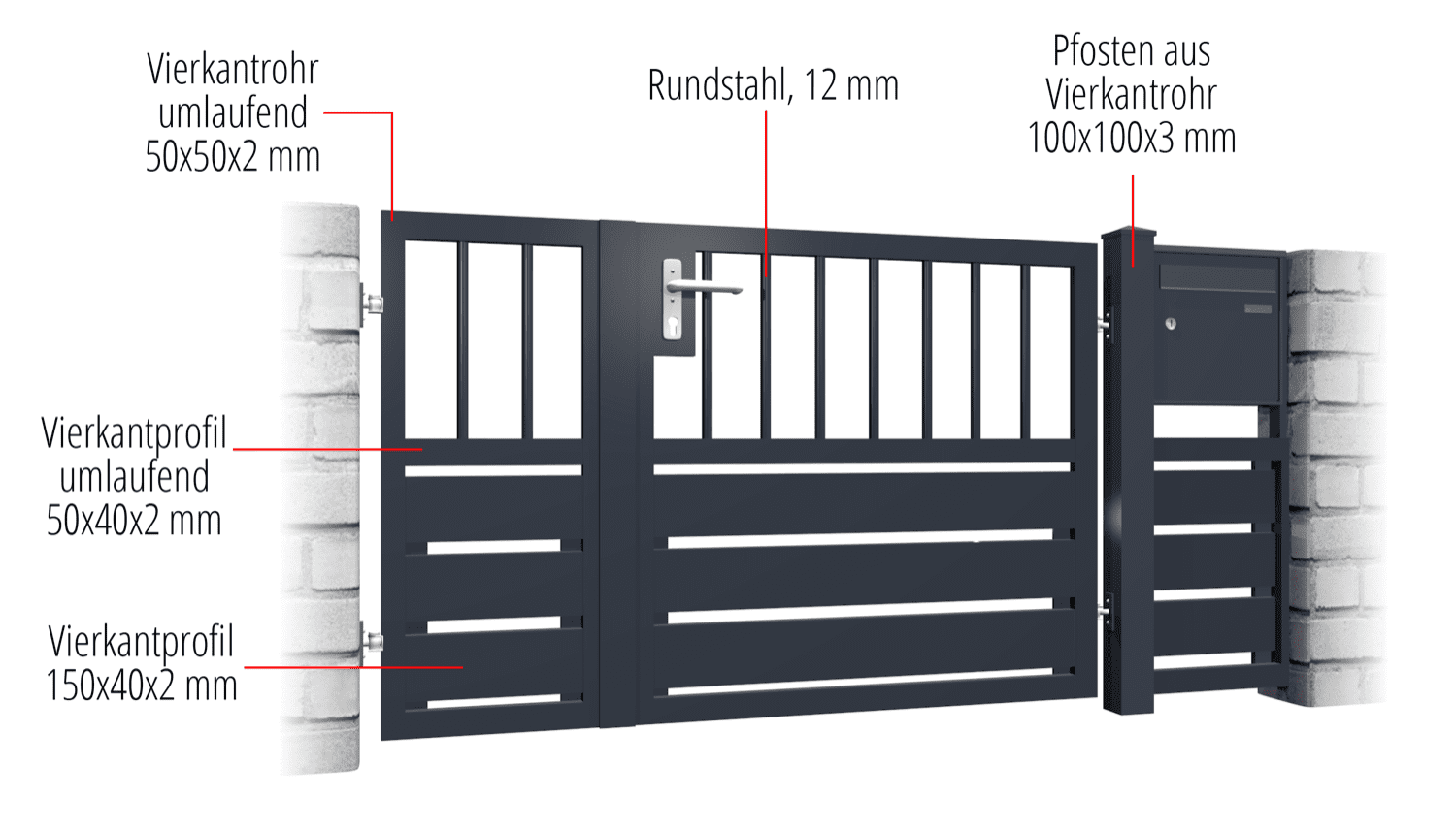 Tuindeur aluminium 2-vleugelig privacyscherm KSV 1, GE, BK