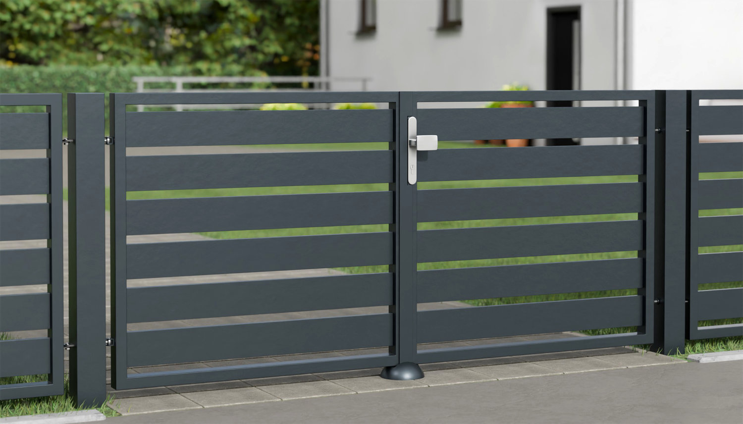 Tuinpoort aluminium 2-vleugelig privacyscherm lamellen, GE