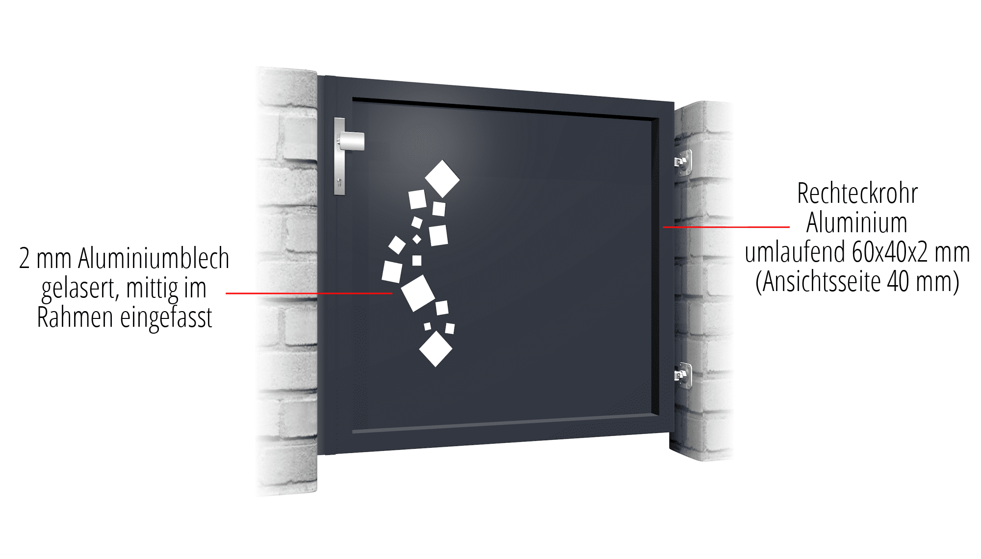 Tuindeur aluminium 1-vleugelig privacyscherm QE, GE