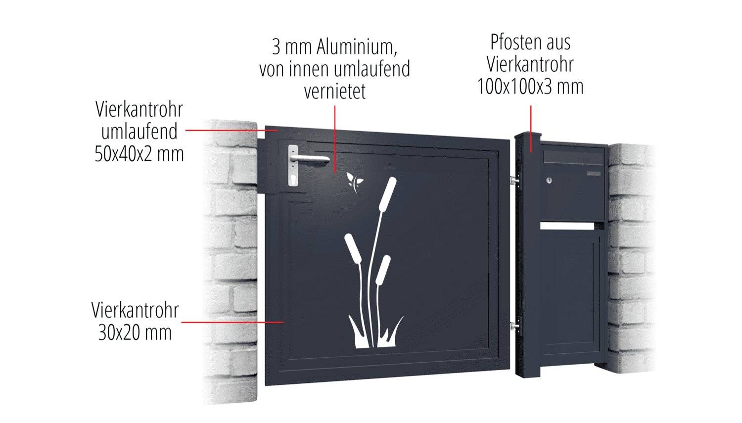 Tuindeur aluminium 1-vleugelig privacyscherm SF, GE, BK