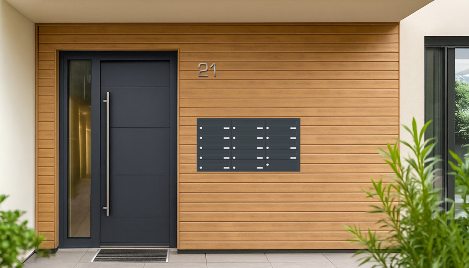 Briefkastenanlage | Unterputz | 14-fach | Waagerecht | Farbe