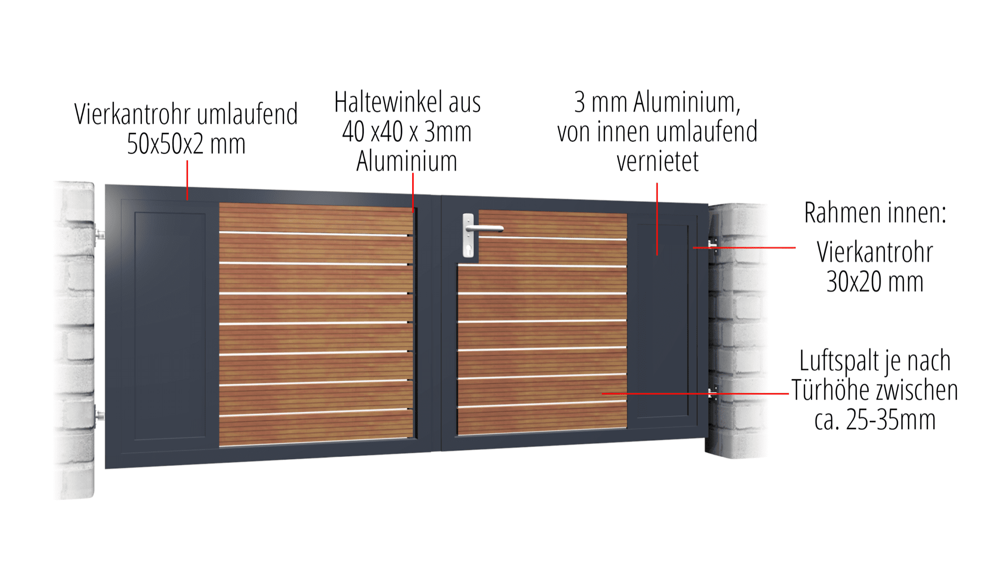 Tuinpoort aluminium-houten 2-vleugelig privacyscherm KSBHW, GE