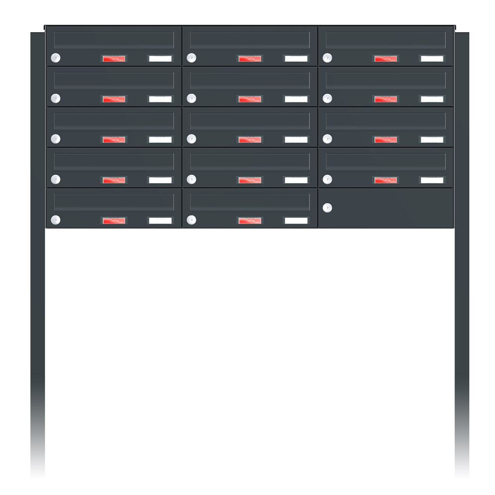 Briefkastenanlage | Freistehend | 14-fach | Waagerecht | Farbe