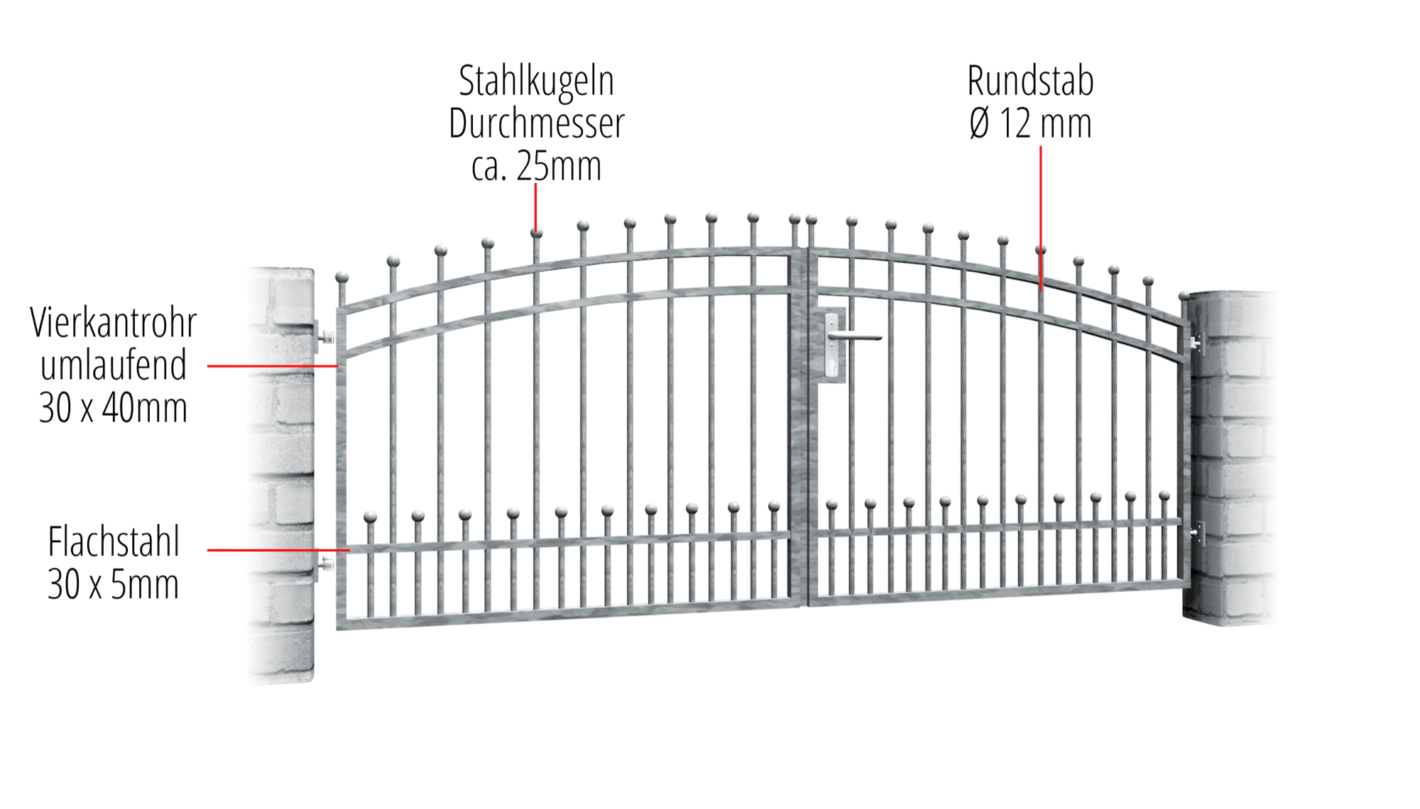 Tuinpoort verzinkt 2-vleugelig Bonn, OB