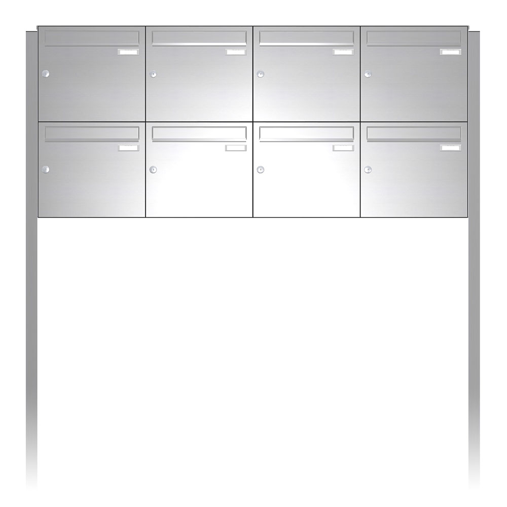 Briefkastenanlage | Freistehend | 8-fach | Senkrecht | Edelstahl