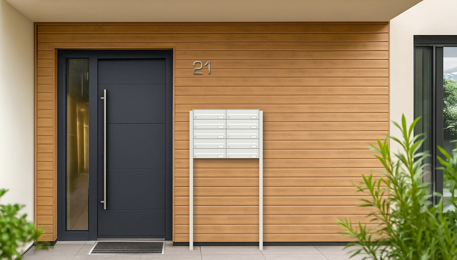 Briefkastenanlage | Freistehend | 10-fach | Waagerecht | Farbe